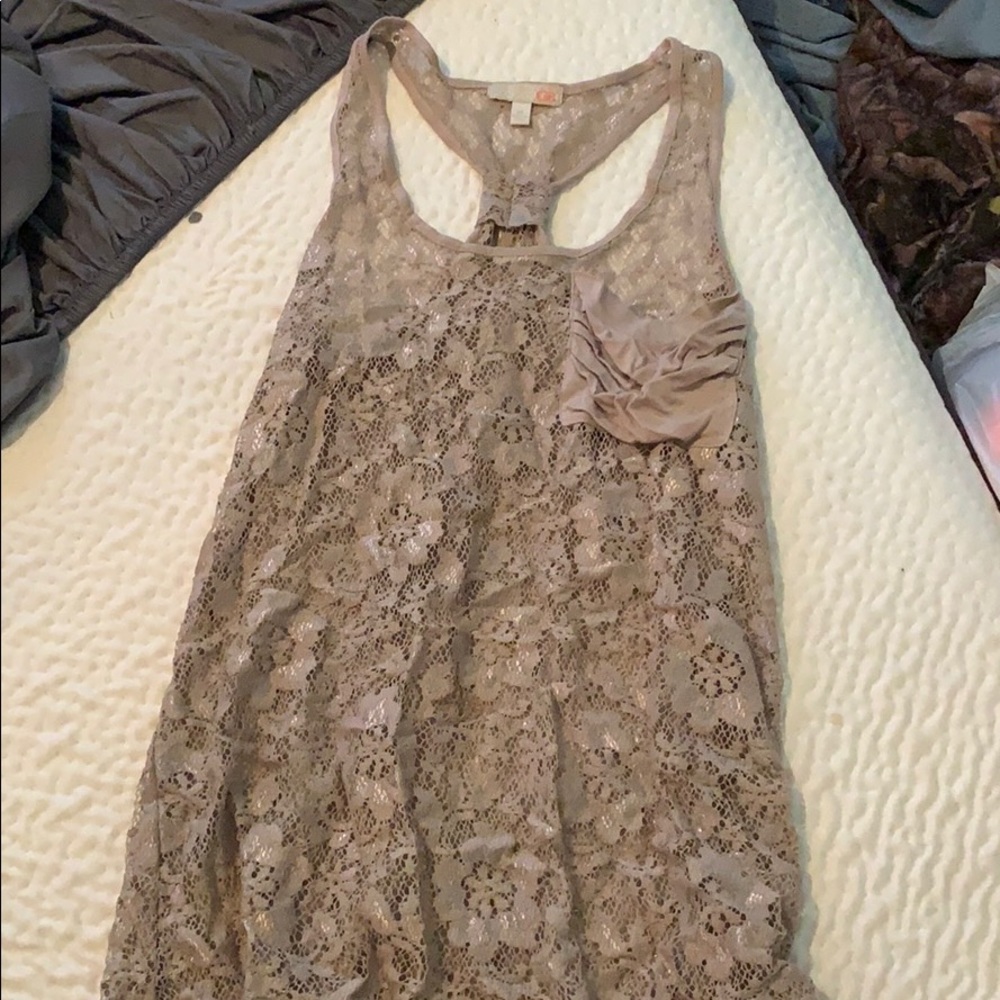 Tan mesh tank top